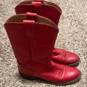 Justin Boots Red Leather Cowboy Boots women’s